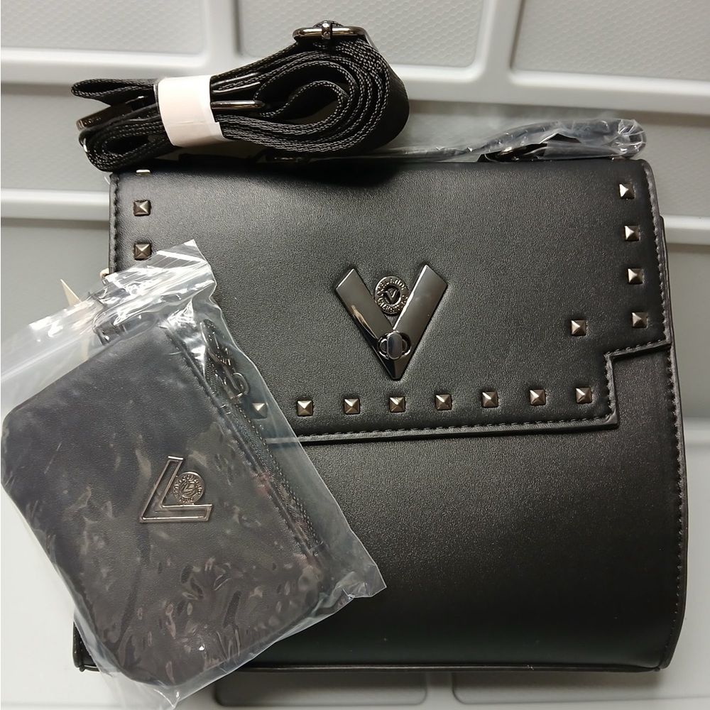 Valentino Orlandi Black Vegan Leather Crossbody